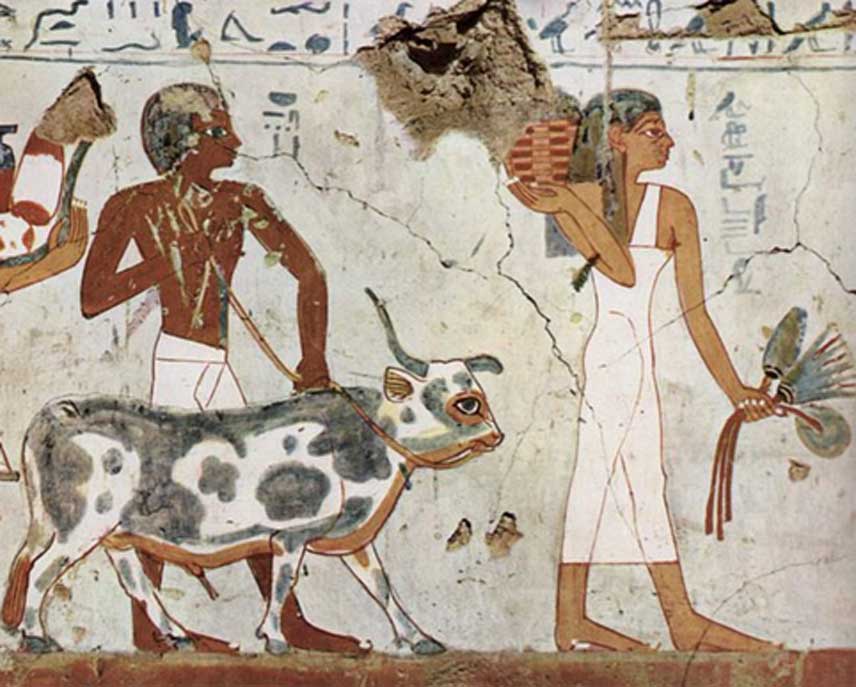 Mujer y hombre del antiguo Egipto (circa 1500 a. C. – 1450 a. C.) (Dominio público)