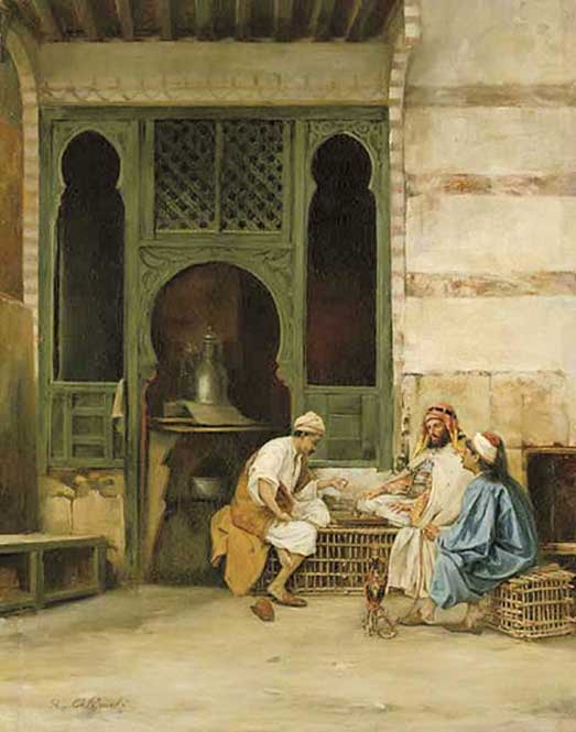 Jugadores de ajedrez, El Cairo, óleo de Stanisław Chlebowski (1835-1884) (Dominio público)