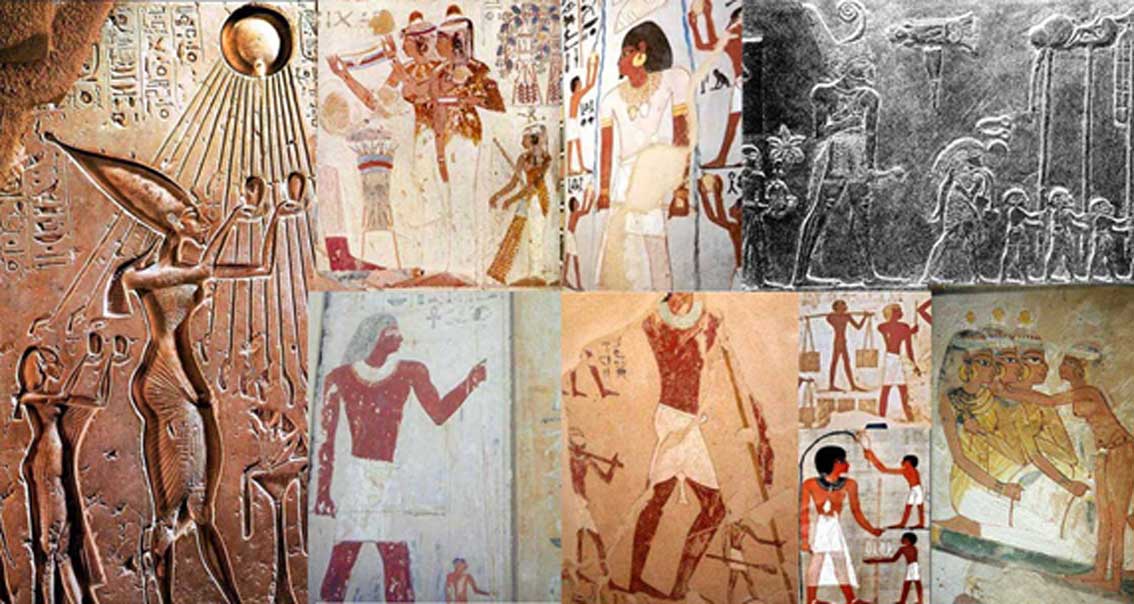 Varias representaciones de gigantes en el arte egipcio recopiladas por Muhammad Abdo. Cortesía de Muhammad Abdo.