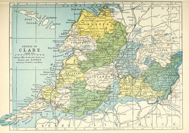 Mapa del Condado de Clare, en Irlanda (Wikimedia Commons)