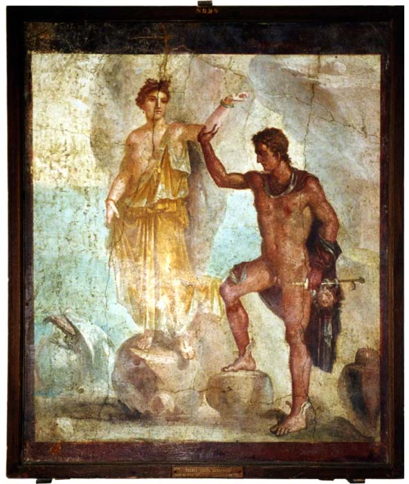 Pintura mural de Pompeya en la que podemos ver a Perseo rescatando a Andrómeda. (CC BY SA 2.5)