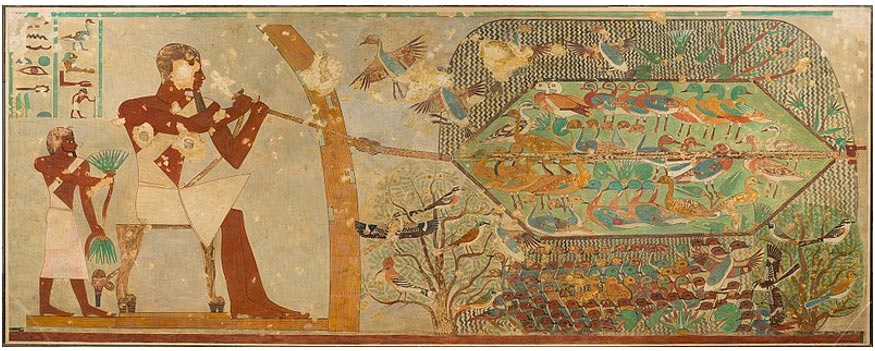 Caza de aves con red, pintura de la tumba de Khnumhotep II. (CC0)