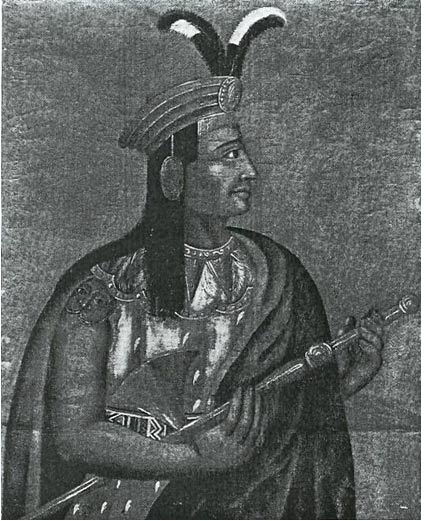 Retrato de Atahualpa, dibujado del natural por un miembro del destacamento de Pizarro durante la invasiÃ³n espaÃ±ola de Ecuador. 1533. 