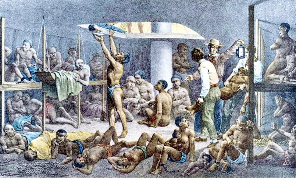 Africanos en la bodega de un barco de esclavos, cuadro de Johan Moritz Rugendas (Wikimedia Commons)