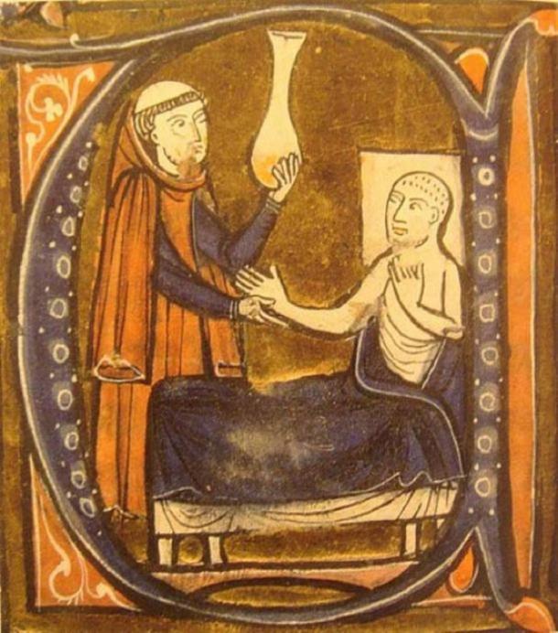 Representación europea del doctor persa (iraní) Al-Razi, en Gerardus Cremonensis "Recueil des traités de médecine" 1250-1260. (Dominio público)