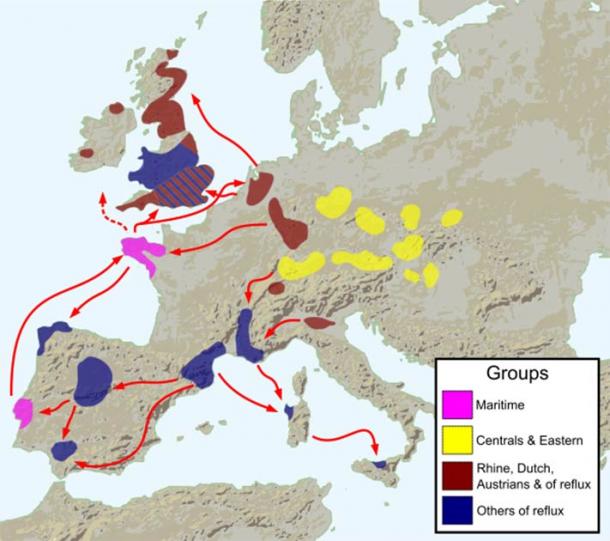 Difusiones tempranas de la cultura Bell Beaker alrededor del 2800 a. C. (Fulvio314 / CC BY-SA 3.0)