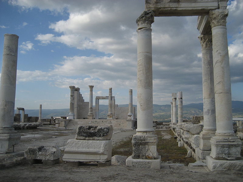 Entre las ruinas excavadas en Laodicea están estas columnas de un antiguo templo. (Foto: Rjdeadly/Wikimedia Commons)