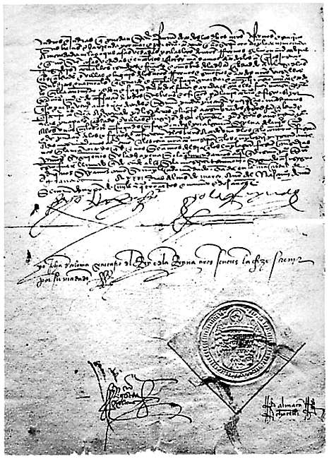 Copia sellada del Decreto de la Alhambra (Wikimedia Commons)