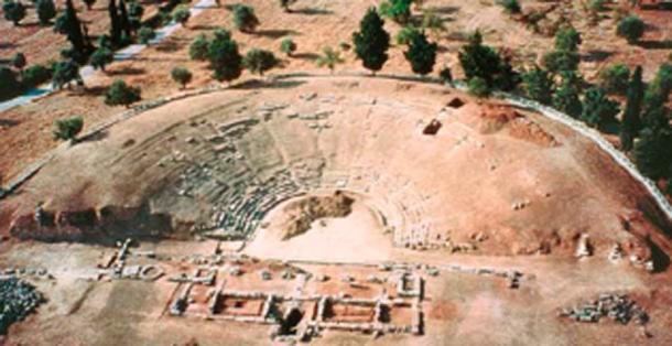 Vista aérea del templo Apollo Daphnephoros en Eretria. (Tomisti / CC BY-SA 3.0)