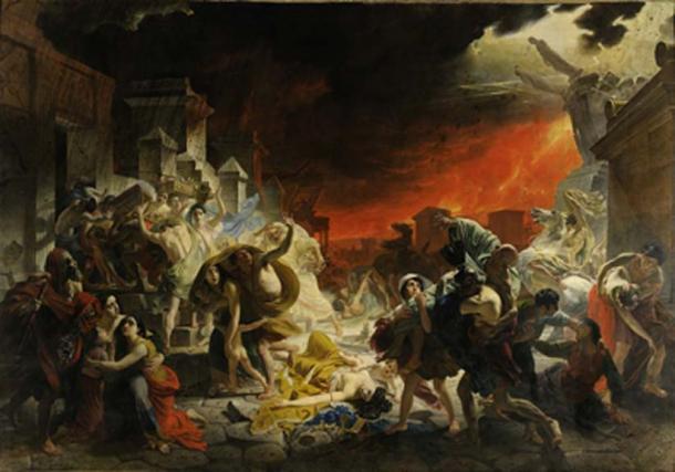 Impresión artística de la erupción del monte Vesubio en Pompeya. (Dcoetzee / Dominio Público)