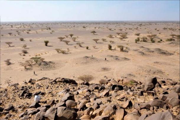 Un ejemplo de túmulos al pie de las colinas en la región de Kassala, en el este de Sudán, que son simples estructuras elevadas de piedra que se extendieron a lo largo de la prehistoria y la historia africanas. (Costanzo et al. / PLOS ONE)