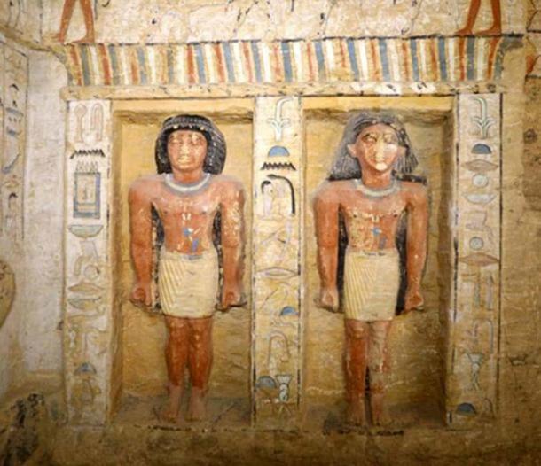 Estatuas en la tumba de Wahtye. Crédito: Ministerio de Antigüedades de Egipto.