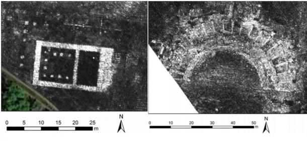 Izquierda: templo de Falerii Novi; Derecha: teatro Falerii Novi (L. Verdonck / Antiquity Publications)