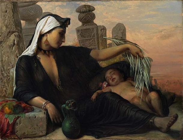 "Mujer egipcia fellah con su hijo", de Elisabeth Jerichau-Baumann, 1872. (Dominio público)