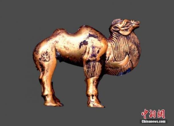 Camello dorado encontrado durante la última ronda de excavaciones en el Mausoleo del Primer Emperador. (Crédito de la foto: China News Service)