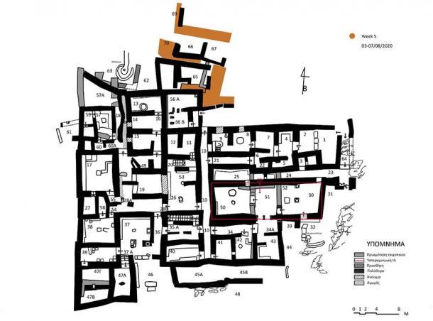 Mapa del complejo actualmente en excavación en Zominthos (AIA)