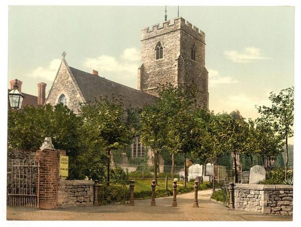 Una imagen de Photochrom de la iglesia en la década de 1890. Vista desde el noreste. (Dominio publico)