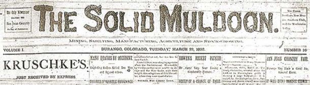 Encabezado para el periódico el sólido Muldoon publicado el 22 de marzo de 1892. (Dominio público)