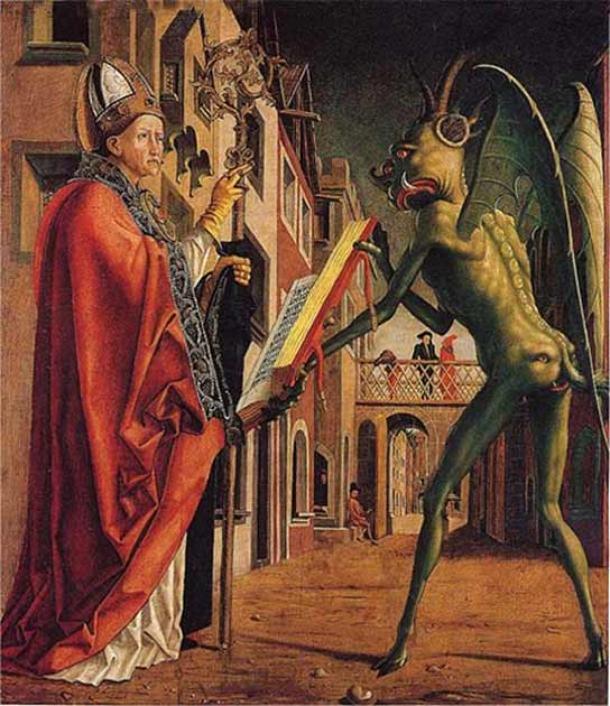 Las primeras novelas de ciencia ficción reflexionaron sobre la idea de cómo serían los extraterrestres. "San Wolfgang y el diablo" (dominio público)