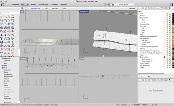 Los archivos escaneados del naufragio de Viking fueron luego exportados como archivos OBJ a Rhino 5 para su anotación. (Landesamt für Kultur und Denkmalpflege Mecklenburg-Vorpommern)