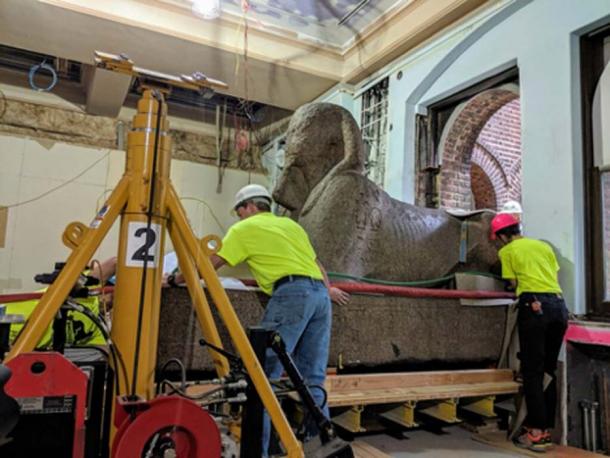 La esfinge flotando en el vestíbulo principal. (Penn Museum)