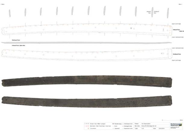 Los dibujos técnicos del naufragio vikingo se agregaron al catálogo de la madera al final del informe publicado, lo que permitió a los investigadores examinar cada madera en detalle. (Landesamt für Kultur und Denkmalpflege Mecklenburg-Vorpommern)