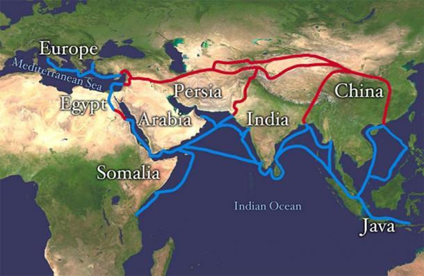 Rutas comerciales tempranas entre Europa y Asia. (Dominio publico)